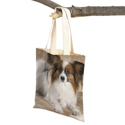 Mados mielas naminis gyvūnėlis šuo studentas drobė apsipirkimas MINI Jorkšyro rankinė Daugkartinio naudojimo dvigubo rašto laisvalaikio krepšys moterims