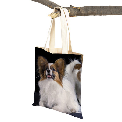 Mados mielas naminis gyvūnėlis šuo studentas drobė apsipirkimas MINI Jorkšyro rankinė Daugkartinio naudojimo dvigubo rašto laisvalaikio krepšys moterims