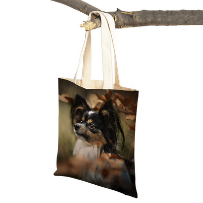 Mados mielas naminis gyvūnėlis šuo studentas drobė apsipirkimas MINI Jorkšyro rankinė Daugkartinio naudojimo dvigubo rašto laisvalaikio krepšys moterims