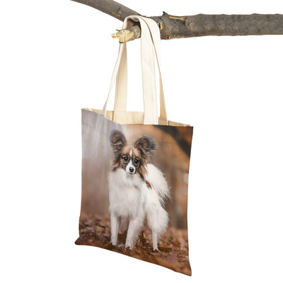 Mados mielas naminis gyvūnėlis šuo studentas drobė apsipirkimas MINI Jorkšyro rankinė Daugkartinio naudojimo dvigubo rašto laisvalaikio krepšys moterims