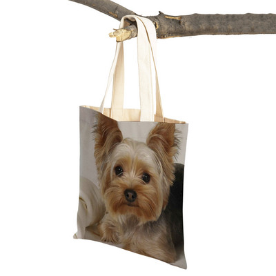 Mados mielas naminis gyvūnėlis šuo studentas drobė apsipirkimas MINI Jorkšyro rankinė Daugkartinio naudojimo dvigubo rašto laisvalaikio krepšys moterims