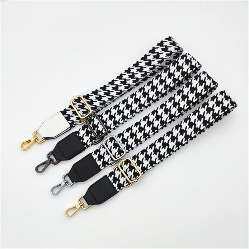 Új Houndstooth táska vállpánt bőrrel Egy vállpánttal állítható csere hosszú vállpántos táskatartozékok