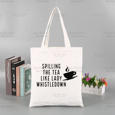 Whistledown Bridgertoni graafiline lõuend Lihtsad ostukotid TV-sarjad Tüdrukute elu vabaaja pistik Tea Lady pakend Käekott