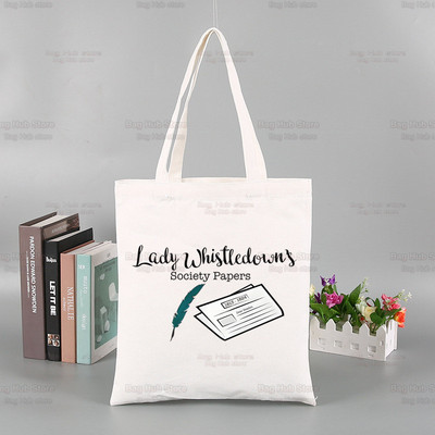 Whistledown Bridgertoni graafiline lõuend Lihtsad ostukotid TV-sarjad Tüdrukute elu vabaaja pistik Tea Lady pakend Käekott