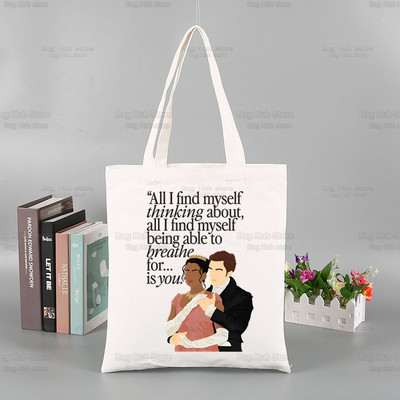 Whistledown Bridgertoni graafiline lõuend Lihtsad ostukotid TV-sarjad Tüdrukute elu vabaaja pistik Tea Lady pakend Käekott