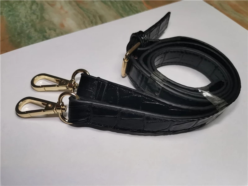 Krokodilo rašto diržas krepšiams Reguliuojamas plonas ilgas krepšio petnešėlė ruda kavos juoda 120cm