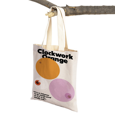 Crime Film A Clockwork Lady Shopping Bags Classic Movie Višekratna sklopiva eko platnena ženska torba za kupovinu Cartoon Travel Tote Handb