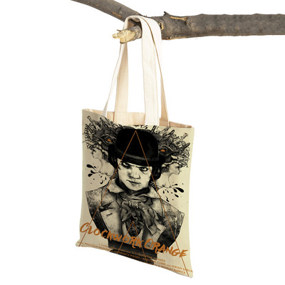 Crime Film A Clockwork Lady Shopping Bags Classic Movie Višekratna sklopiva eko platnena ženska torba za kupovinu Cartoon Travel Tote Handb