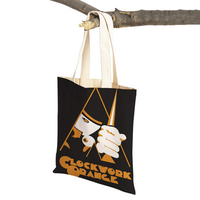 Crime Film A Clockwork Lady Shopping Bags Classic Movie Višekratna sklopiva eko platnena ženska torba za kupovinu Cartoon Travel Tote Handb