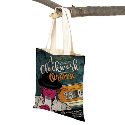 Crime Film A Clockwork Lady Shopping Bags Classic Movie Višekratna sklopiva eko platnena ženska torba za kupovinu Cartoon Travel Tote Handb
