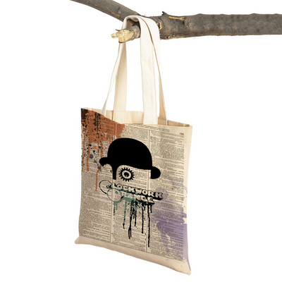 Crime Film A Clockwork Lady Shopping Bags Classic Movie Višekratna sklopiva eko platnena ženska torba za kupovinu Cartoon Travel Tote Handb