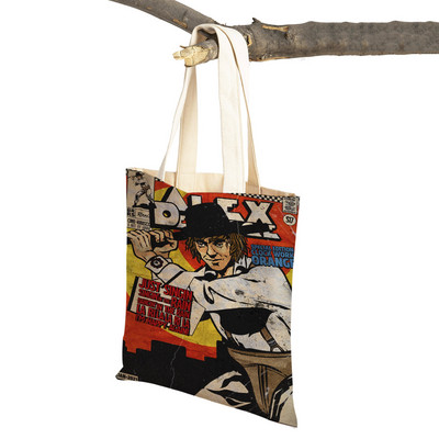 Crime Film A Clockwork Lady Shopping Bags Classic Movie Višekratna sklopiva eko platnena ženska torba za kupovinu Cartoon Travel Tote Handb