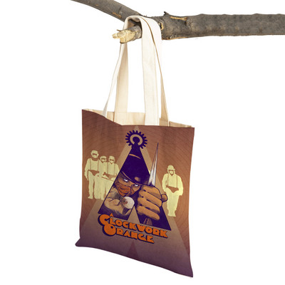 Crime Film A Clockwork Lady Shopping Bags Classic Movie Višekratna sklopiva eko platnena ženska torba za kupovinu Cartoon Travel Tote Handb