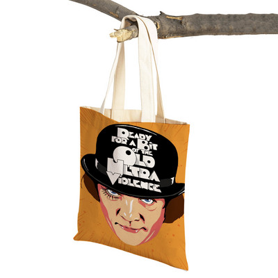 Crime Film A Clockwork Lady Shopping Bags Classic Movie Višekratna sklopiva eko platnena ženska torba za kupovinu Cartoon Travel Tote Handb