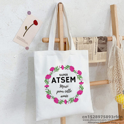 Merci Atsem prancūziško spausdinimo mada Moterų drobinis pirkinių krepšys Eco Harajuku Krepšiai ant pečių Suasmeninti Super Atsem mokykliniai krepšiai Dovanos