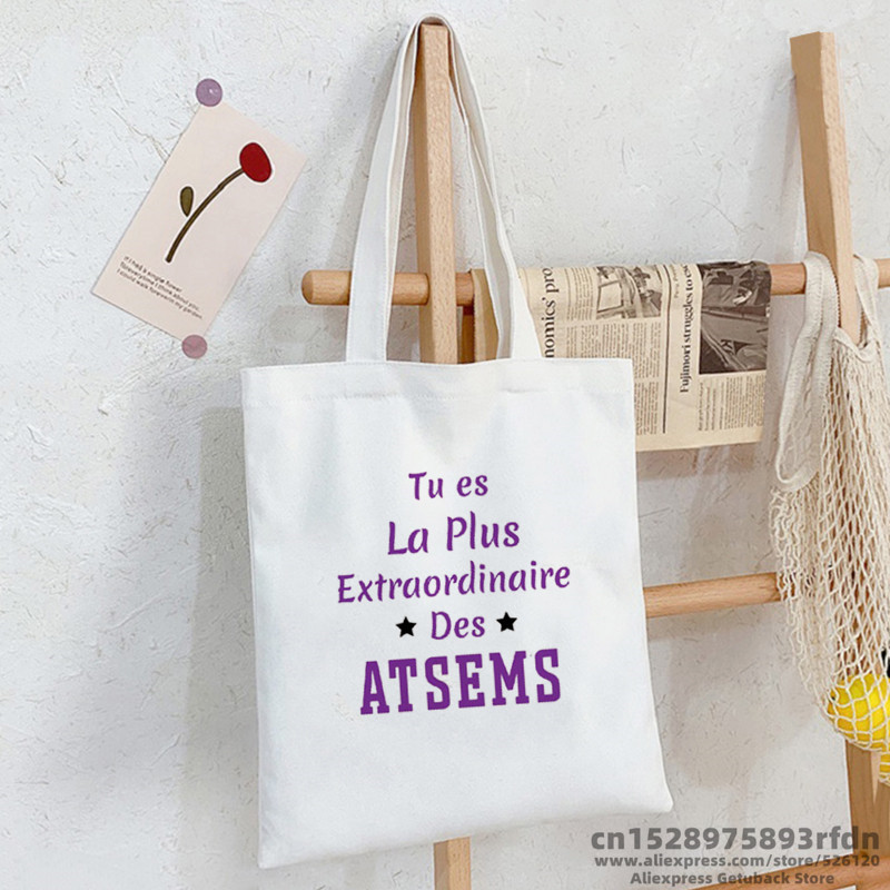 Merci Atsem prancūziško spausdinimo mada Moterų drobinis pirkinių krepšys Eco Harajuku Krepšiai ant pečių Suasmeninti Super Atsem mokykliniai krepšiai Dovanos