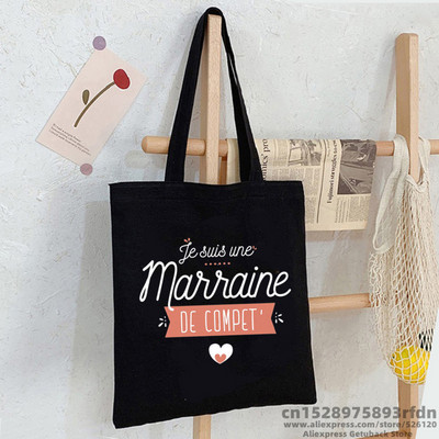 Je suis une maraine de compet Sac Women Shopping Canvas Tote Girl Harajuku Γυναικεία τσάντα ώμου Ulzzang