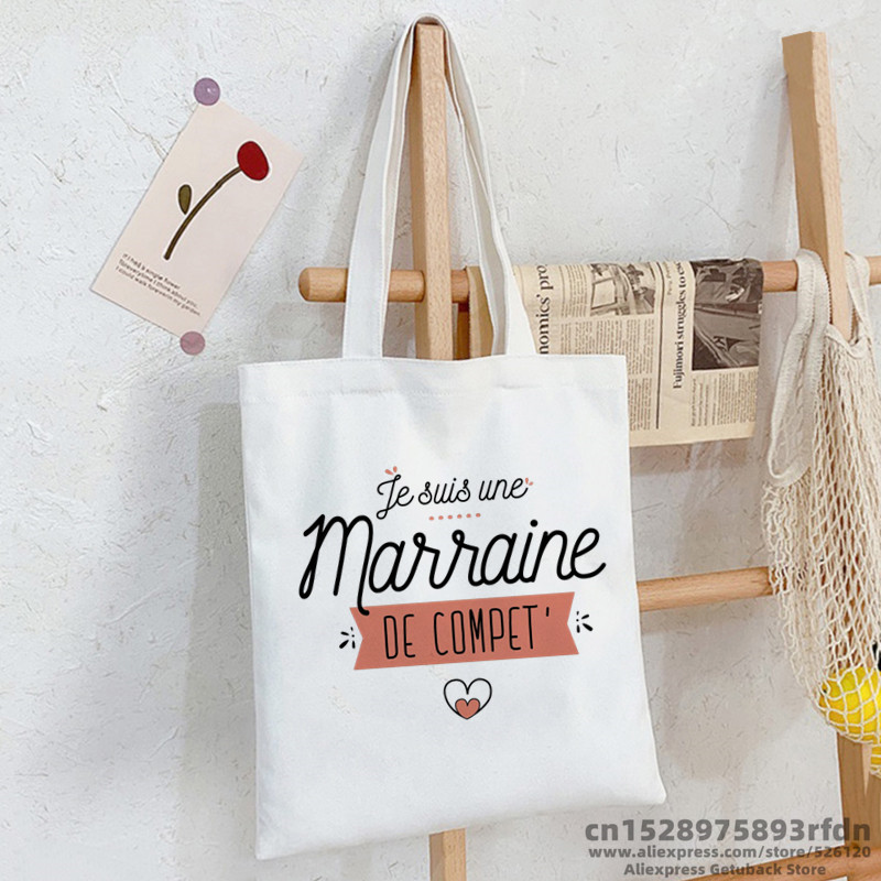 Je suis une marraine de compet Sac Ženy Nákupná plátenná taška Dievča Harajuku Žena Ulzzang Taška cez rameno