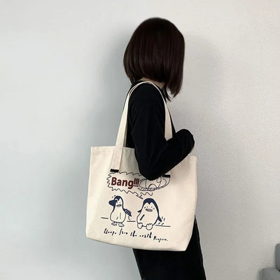 Ženska platnena torba na rame Zarxcop medvjedić Ženska ležerna ručna torba Velika torba Pamučna torba za plažu za višekratnu kupnju