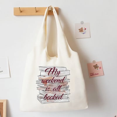 Cărți cu flori Acuarelă Geantă de tote Carte de literatură Genți de umăr cu flori Ilustrație Geantă de cărți pentru fete Geanta de mână din pânză Harajuku de călătorie