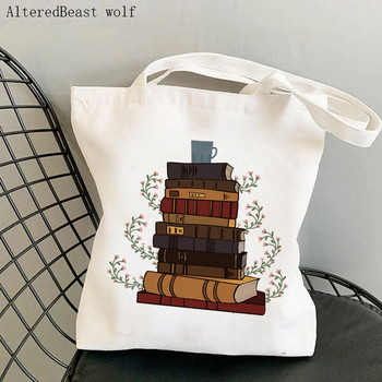 Shopper Flowery Books Cartoons Printed Tote Bag γυναικεία τσάντα Harajuku shopper κορίτσι Τσάντα για ψώνια Shoulder Lady Canvas Bag