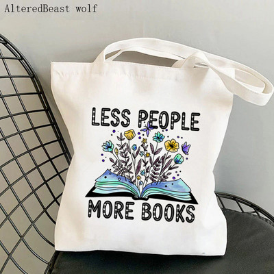 Shopper Flowery Books Cartoons Printed Tote Bag žene Harajuku shopper torba djevojka Torba za kupovinu na rame Lady Canvas Bag