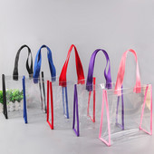 Átlátszó PVC vásárlói táskák hordtáska újrafelhasználható átlátszó kézitáska bevásárló váll vízálló mosó kozmetikai ajándékcsomagoló táska SM