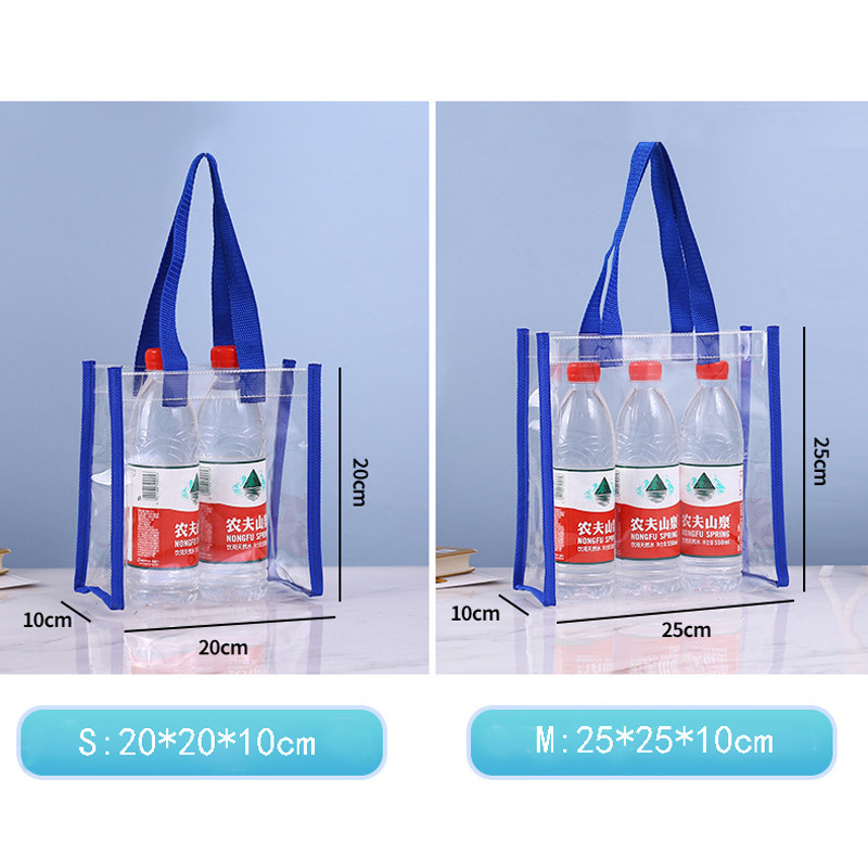 Átlátszó PVC vásárlói táskák hordtáska újrafelhasználható átlátszó kézitáska bevásárló váll vízálló mosó kozmetikai ajándékcsomagoló táska SM