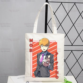 Mob Psycho 100 Canvas Shoulder Tote Bag Women Shigeo Kageyama Handbags Eco Reusable One Anime Manga Shopping Bag Τσάντες Ulzzang