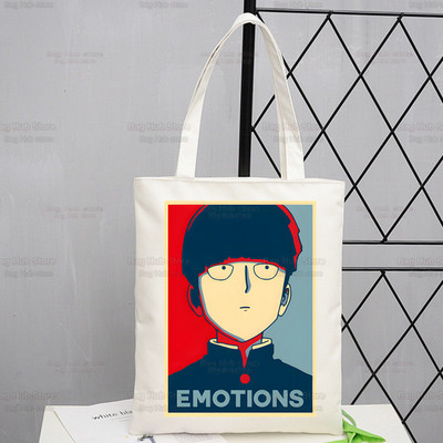 Mob Psycho 100 platnena torba na rame Ženske ručne torbe Shigeo Kageyama Ekološke torbe za višekratnu upotrebu One Anime Manga torba Ulzzang torbe