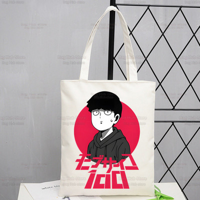 Mob Psycho 100 platnena torba na rame Ženske ručne torbe Shigeo Kageyama Ekološke torbe za višekratnu upotrebu One Anime Manga torba Ulzzang torbe