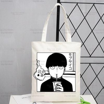 Mob Psycho 100 platnena torba na rame Ženske ručne torbe Shigeo Kageyama Ekološke torbe za višekratnu upotrebu One Anime Manga torba Ulzzang torbe