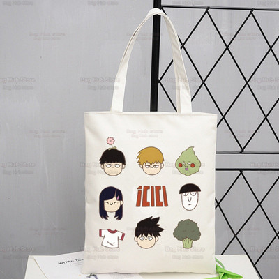 Mob Psycho 100 platnena torba na rame Ženske ručne torbe Shigeo Kageyama Ekološke torbe za višekratnu upotrebu One Anime Manga torba Ulzzang torbe