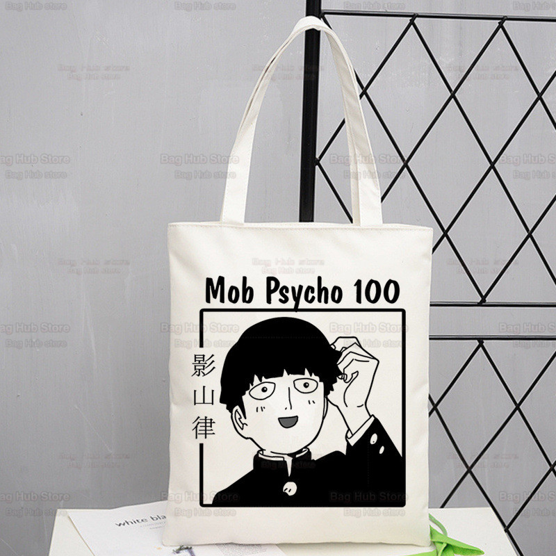 Mob Psycho 100 platnena torba na rame Ženske ručne torbe Shigeo Kageyama Ekološke torbe za višekratnu upotrebu One Anime Manga torba Ulzzang torbe