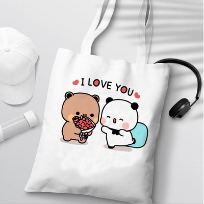 Bubu Dudu Anime Geantă de cumpărături Geantă de cumpărături pliabilă Geantă estetică de modă Geantă de cumpărături reutilizabilă din pânză pentru femei