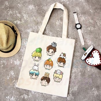 Monsta X Korean Graphic Kpop Shopping Bag Grocery Shopper Τσάντα γιούτας Shopping Tote Bag Shopping Επαναχρησιμοποιήσιμη Bolsa Compra Sacolas