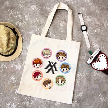 Monsta X Korean Graphic Kpop Shopping Bag Grocery Shopper Τσάντα γιούτας Shopping Tote Bag Shopping Επαναχρησιμοποιήσιμη Bolsa Compra Sacolas