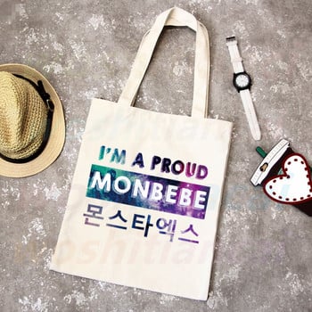 Monsta X Korean Graphic Kpop Shopping Bag Grocery Shopper Τσάντα γιούτας Shopping Tote Bag Shopping Επαναχρησιμοποιήσιμη Bolsa Compra Sacolas