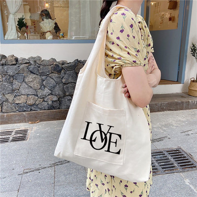 Torbe za kupnju Platnena ženska velika torba Čisti pamuk Tekst Paris Street print Ručne torbe Eko prijenosna torba za kupnju na jedno rame