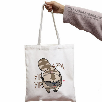 Avatar Az utolsó légidomár Aang és Appa Anime Grafikus Hipster Rajzfilm Nyomtatott Bevásárlótáskák Lányok Divat Alkalmi csomag Kézitáska