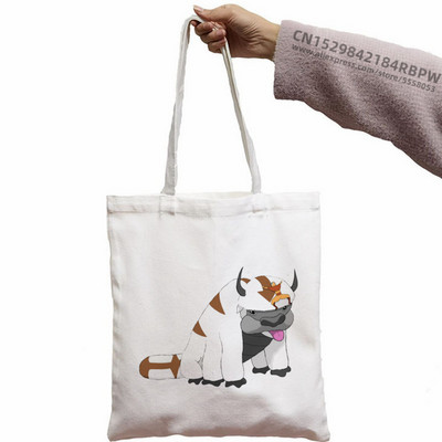 Avatar Az utolsó légidomár Aang és Appa Anime Grafikus Hipster Rajzfilm Nyomtatott Bevásárlótáskák Lányok Divat Alkalmi csomag Kézitáska