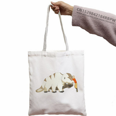 Avatar Az utolsó légidomár Aang és Appa Anime Grafikus Hipster Rajzfilm Nyomtatott Bevásárlótáskák Lányok Divat Alkalmi csomag Kézitáska