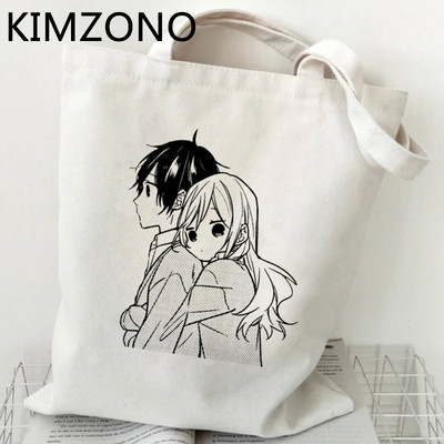 Horimiya bevásárlótáska pamut újrahasznosítható újrahasznosítható táska bolsas de tela táska bolsas ecologicas szőtt összecsukható reciclaje markoló