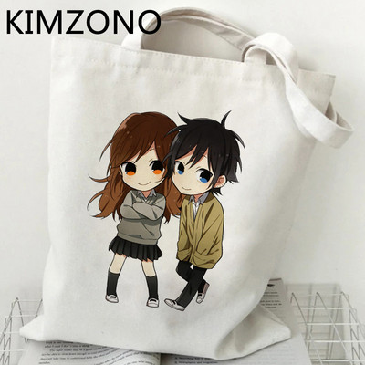 Horimiya bevásárlótáska pamut újrahasznosítható újrahasznosítható táska bolsas de tela táska bolsas ecologicas szőtt összecsukható reciclaje markoló