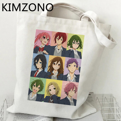 Horimiya bevásárlótáska pamut újrahasznosítható újrahasznosítható táska bolsas de tela táska bolsas ecologicas szőtt összecsukható reciclaje markoló