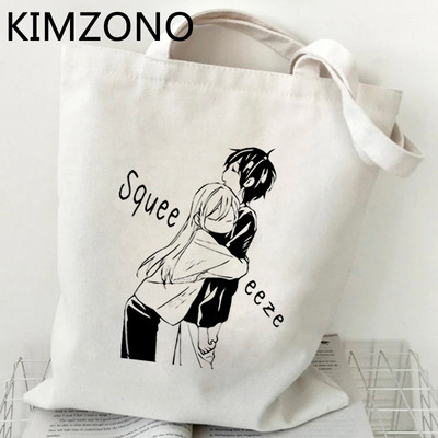 Horimiya bevásárlótáska pamut újrahasznosítható újrahasznosítható táska bolsas de tela táska bolsas ecologicas szőtt összecsukható reciclaje markoló