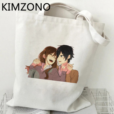 Horimiya bevásárlótáska pamut újrahasznosítható újrahasznosítható táska bolsas de tela táska bolsas ecologicas szőtt összecsukható reciclaje markoló