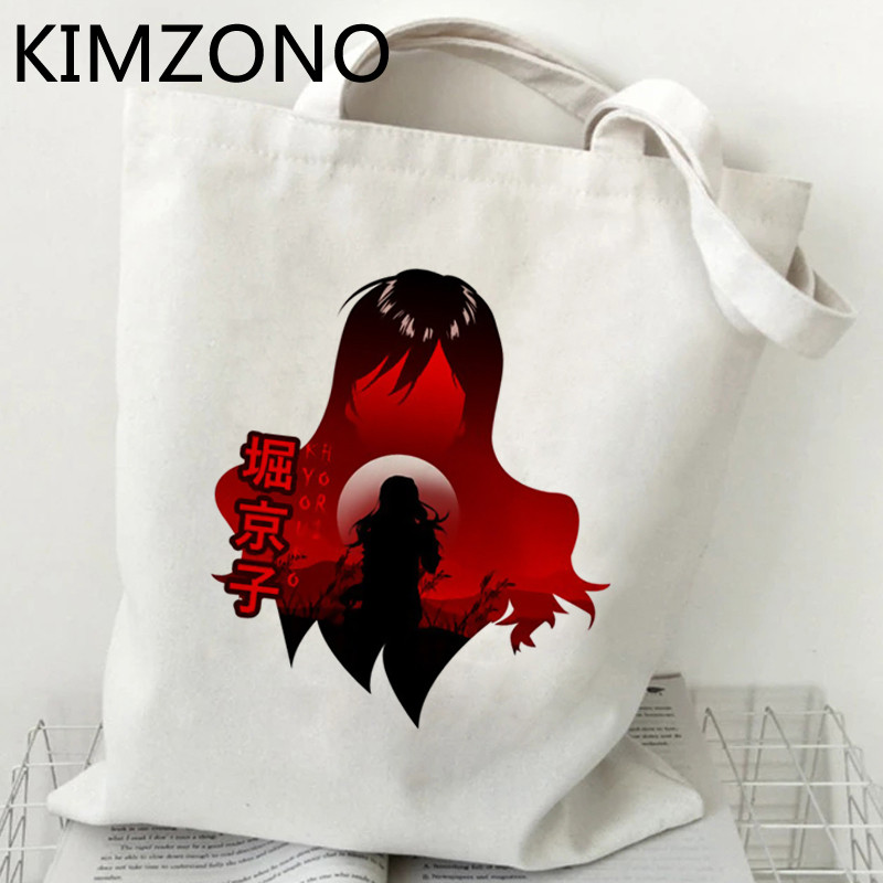 Horimiya bevásárlótáska pamut újrahasznosítható újrahasznosítható táska bolsas de tela táska bolsas ecologicas szőtt összecsukható reciclaje markoló