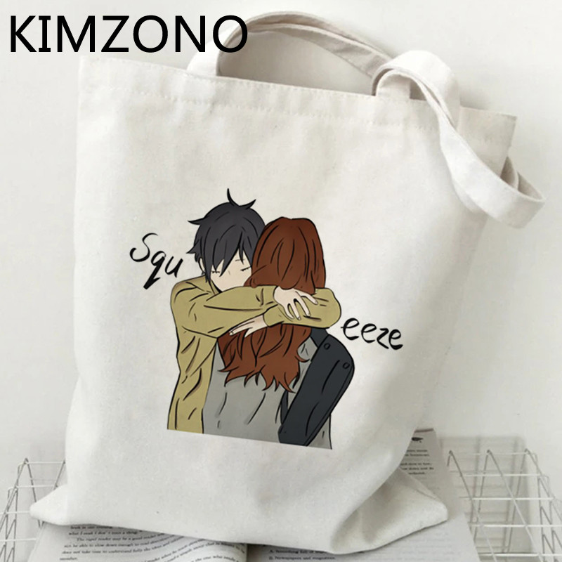 Horimiya bevásárlótáska pamut újrahasznosítható újrahasznosítható táska bolsas de tela táska bolsas ecologicas szőtt összecsukható reciclaje markoló