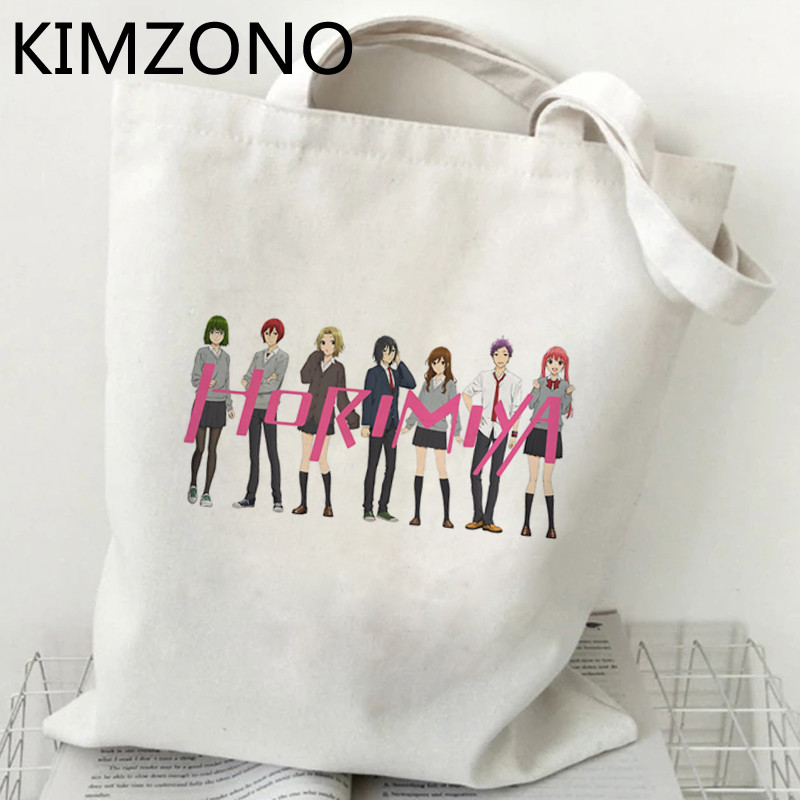 Horimiya bevásárlótáska pamut újrahasznosítható újrahasznosítható táska bolsas de tela táska bolsas ecologicas szőtt összecsukható reciclaje markoló